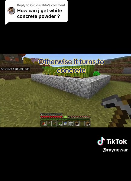 Replying to @Old osvaldo • Making White Concrete Powder in Minecraft #minecrafttutorial #gameclips #asmrsounds #gaming #minecraft #minecrafter #gamergirl #minecraftasmr #fyp