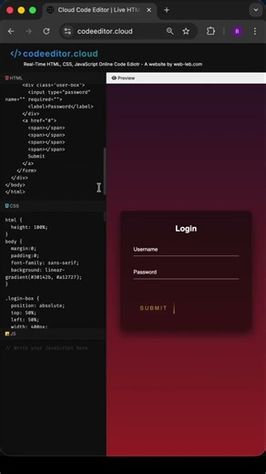 Login Form #webleb #code #coding #developer #frontend #html #javascript