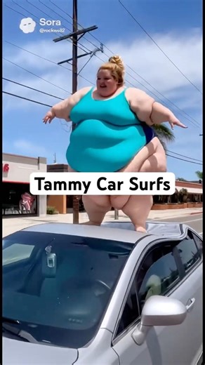 Tammy Car Surfs 🏄🚗 #funny #comedyshorts #drivinghumor