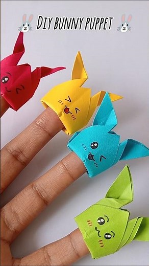 DIY Paper Bunny Puppet! 🥕 No Glue DIY #PaperCraft #Shorts #Craft #bunny#art #origami