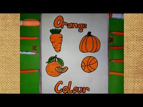 How to draw an orange color objects drawing..Easy to draw an orange color objects drawing for kids 🧡
