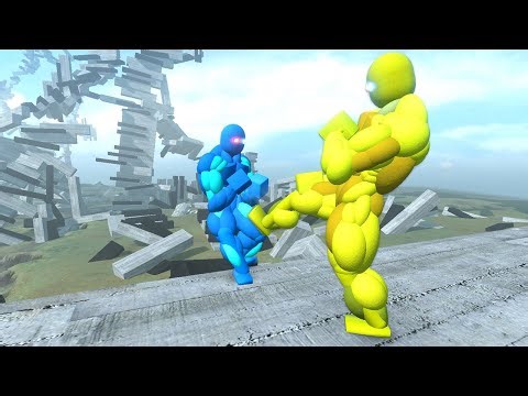 Overgrowth euphoria AI active ragdoll physics NPC WAR | Yellow Team Vs Blue Team