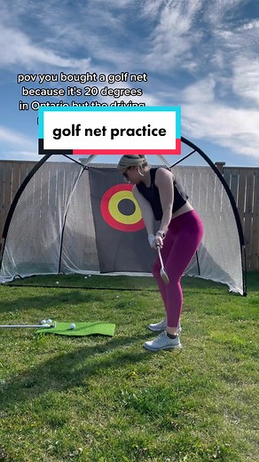 going to be practicing outside every day until it snows ❄️ why didn't I get a golf net sooner? #backyardgolf #golfnet #athomegolf #beginnergolfer #newtogolf #femalegolfer #chemicalengineering #financegirly #lululemongolf #cobragolfclub #pumagolfshoes