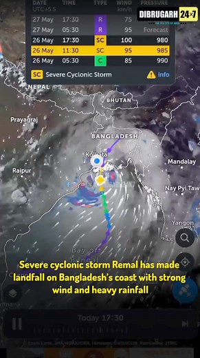 3.4K views · 30 reactions | #CyclomeRemal | Severe cyclonic storm Remal has made landfall on Bangladesh’s coast with strong wind and heavy rainfall | Dibrugarh 24x7 | Facebook
