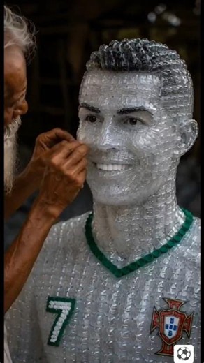 Poor Old Man Builds Cristiano Ronaldo Statue from Plastic Bottles 😱♻️ | Amazing Handcrafted Art