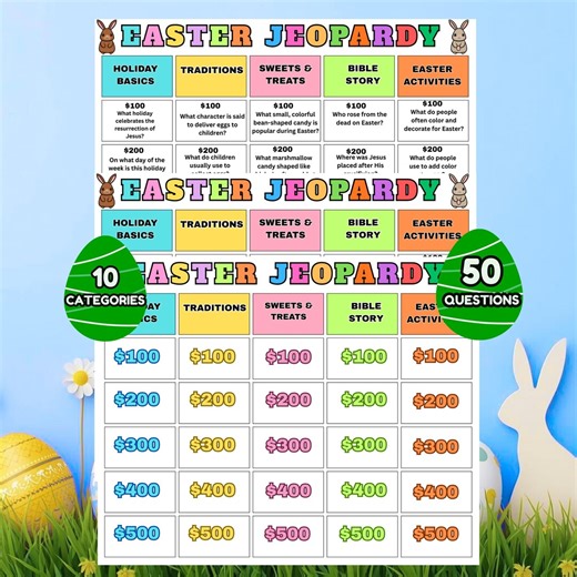 Easter Jeopardy Game | Printable Easter Trivia Party Activity for Kids & Teens| Family Dinner Games - Etsy