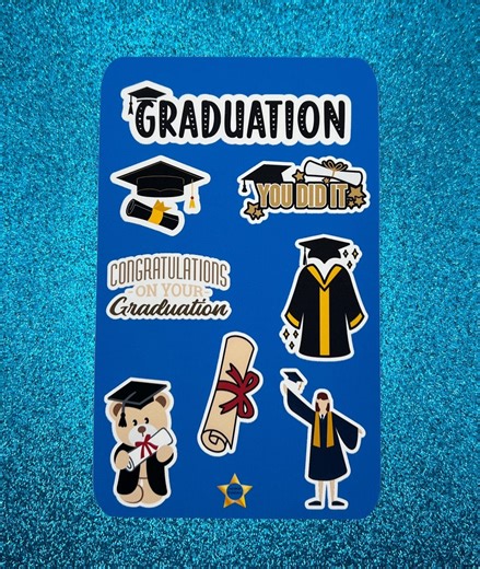 Graduation Stickers.  Colorful Vinyl Sticker Sheet