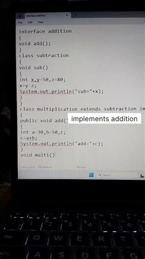 INTERFACE PROGRAM IN JAVA 😱🔥💯💥#techwithsam #btech #like#ytshorts #subscribemychannel