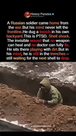 Russian Soldier Returns Home But Still Lives in a Trench #history #usa #war