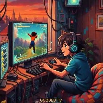 POV over the shoulder of a gamer-turned-student, dual monitors