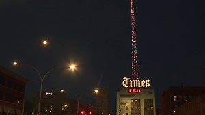 Scranton Times building lights up the sky