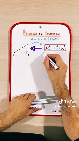 Ne les confond pas au brevet ! 😉💪 #maths #brevet #mathématiques Le théorème de pythagore et la réciproque du théorème de pythagore, c’est pas la même chose ! ☝️ (Même si c’est trèèès lié) Le théorème de pythagore il te dit que si t’as un triangle ABC rectangle en B, ben le carré de l’hypoténuse est égal à la somme des carrés des deux autres côtés ! Autrement dit AC² = AB² BC² 👌 Alors que la réciproque va dans l’autre sens : si dans un triangle ABC, le carré d’un côté est égal à la somme des c