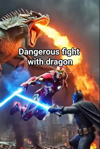 Iron Man Batman and captain America versus Dragon 🐉🐲
