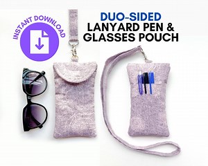 Two Sided Puffy Glasses Case and Pen Holder With Lanyard Sewing Pattern | Instant Download - Etsy