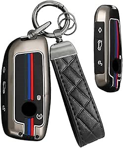 QBUC 2PCS for BMW Key Fob Cover, Soft Silicone Key Case for BMW 2024 2023 2025 7 Series IX I5 M60 X5 X7 X6 IX I7 Car Key Protector with Rings (3 Button,Red)