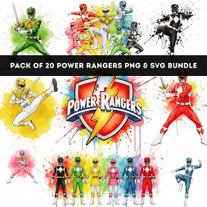 Power Rangers Stickers PNG SVG Bundle | Power Ranger Clipart | 20 Sticker Pack | Power Ranger Svg Png | Digital Download - Etsy