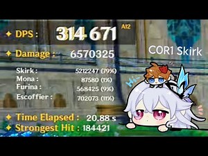 C0R1 Skirk 314k DPS Test (60 fps, 1 rotation, 9* suboptimal cost)