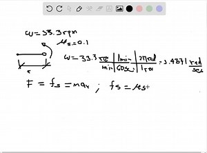 A coin is placed on a turntable that is rotating at 33.3 rpm. If the coefficient of static friction between the coin and the turntable is 0.1, how far from the center of the turntable can the coin be placed without having it slip off? | Numerade