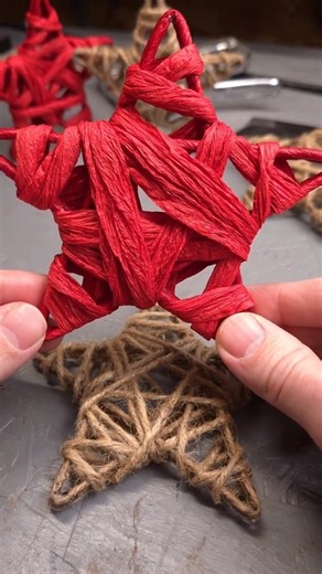 Savvy Builds on Instagram: "Easy twine and glue stars. Experimenting with different types of string. Patreon link in Bio. Full tutorial on YouTube. #crafting"