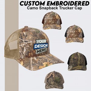 Custom Embroidered Camo Trucker Hat: Real Tree Snapback Hunting Cap - Etsy