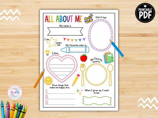All About Me, All About Me Worksheet, Back to School Classroom Activity, First Day of School Get to Know Me, PRINTABLE All About Me Kids - Etsy