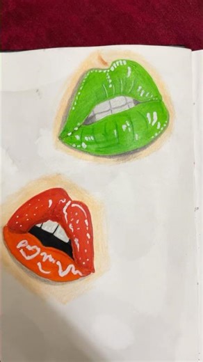 Glossy Green Lips Artwork | Aesthetic Drawing #shorts #explore #viral