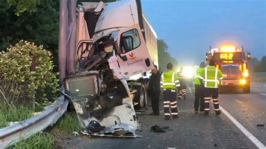 Tractor-trailer slams into MassDOT sign, closing Route 24 in West Bridgewater for removal
