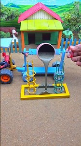 😱 Mini Tractor Builds Cement Pillar | DIY Real Working Construction Machine 🚜