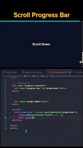 Scroll Progress Bar using HTML CSS JavaScript | Complete Full Stack Development Course #shorts