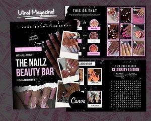 Modèle de magazine néon pour stylistes d'ongles des années 90 : cheveux, tresses, maquillage (toile) - Etsy France