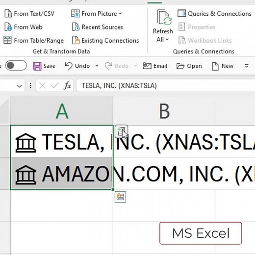 MS Excel Getting Stock Rates