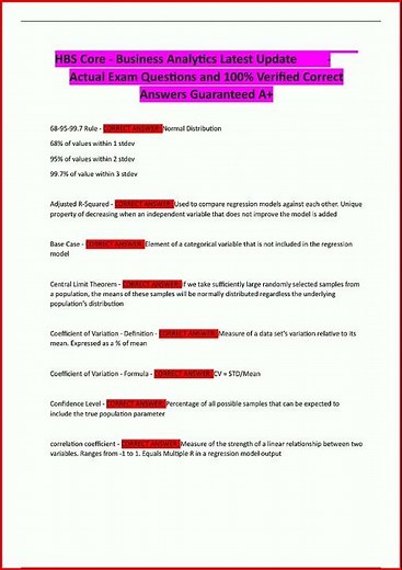 Hbs Core Business Analytics Latest Update Actual Exam Questi video