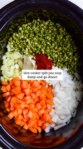 Slow Cooker Split Pea Soup (w/ Ham)⤵️ Comment “recipe” and I’ll send it your way! This comforting and easy slow cooker split pea soup is fast to prep in just 5 minutes, and is made with simple ingredients like green split peas, vegetables, and ham (or a ham bone); without any pre-cooking required. Let me show you how simple this cozy dinner it is to make! ❤️Follow @realfoodwholelife for more cozy easy dinner recipes for busy seasons. https://realfoodwholelife.com/recipes/crockpot-split-pea-soup/