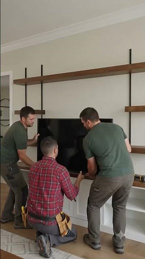 DIY Modern Entertainment Center with Floating Shelves | Step-by-Step Build