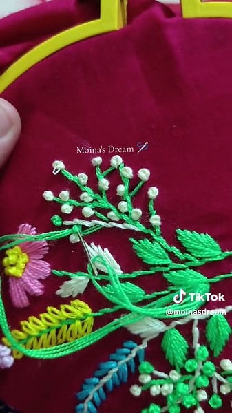 French knots stitch design 🪡💚 YouTube:- Moina's Dream 🪡