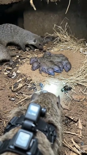 Micro Camera Mounted on a Dwarf Mongoose Pup Exploring a Hidden Underground Colony