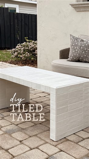Jenna Sue • Design + DIY on Instagram: "DIY tiled table makeover challenge accepted 💪🏼 I’ve been wanting to try this tiled table trend, so of course I jumped on the opportunity to partner with @loweshomeimprovement for this project! #LowesPartner Can you believe it all started with this $5 FBMP find?? These zellige-inspired tiles really take it to the next level—and they’re under $1! This whole project can be done in a weekend with just a few inexpensive supplies. And the tile + grout combo po