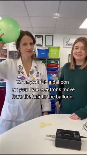 emilia angelillo | What happens when you rub a balloon on your hair? The balloon gains a negative charge, and your hair becomes positively charged. This... | Instagram