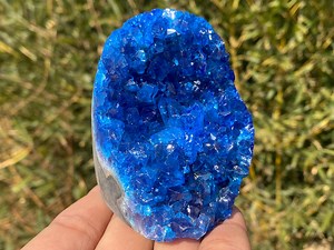 Hand Carved Blue Quartz Geode: Crystal Specimen, Home Decor - Etsy
