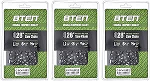 8TEN Semi Chisel Skip Tooth Chainsaw Chain 28 Inch .050 3/8 92 DL For McCulloch Pro Mac 800 (3 Pack)