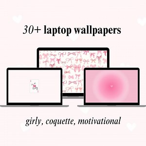 Coquette Pink Ribbon Wallpaper: 30 Laptop & Desktop Backgrounds (digital Download) - Etsy