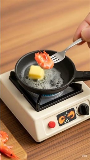 Tiny Shrimp Flips Itself! 🦐✨ | Mini American Kitchen Magic