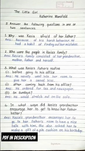 the little girl question answer | class 9 english ch 3 question answer
