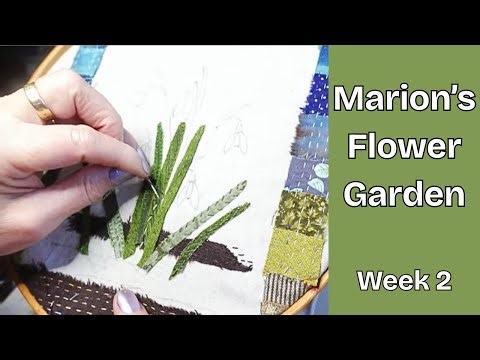 Hand Embroidered Snowdrop Leaves Week 2 - Fabric Applique