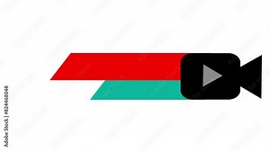 Flat design style of live streaming icon with animation of play button and camera roll