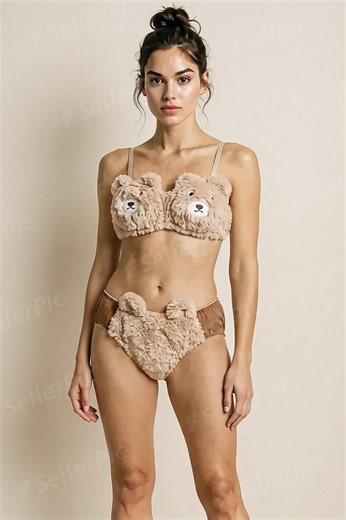 Cute Teddy Bear Lingerie Set – Kawaii Plush Bra & Panty Set – Soft Furry Anime Underwear – Pastel Aesthetic Cozy Sleepwear Valentines Gift - Etsy