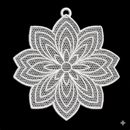FSL Lace Christmas Ornament Machine Embroidery Design - Free Standing Lace Floral, Instant Download - Etsy
