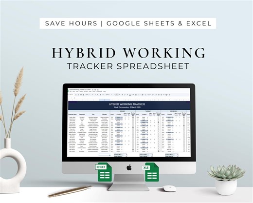 Hybrid Work Tracker Spreadsheet Template, MS Word & Google Docs: Employee Remote Working, Human Resources - Etsy