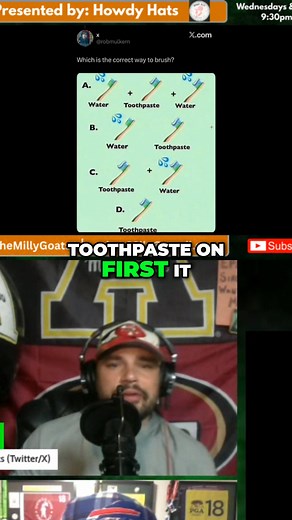 Is there a RIGHT way to apply toothpaste? Our crew dives deep into this crucial debate: toothpaste-first or water-first? Prepare for strong opinions, questionable logic, and a surprising cereal-milk analogy. The results? Still debatable. Tag a friend who needs to settle this! #Podcast #FunnyDebates #Toothpaste #Comedy #Funny | The Milly Goats Sports Podcast | Facebook