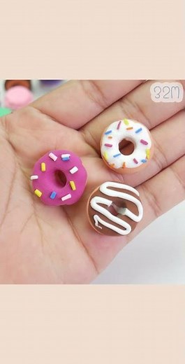 DIY How To Make Miniature Realistic Food doughnut with polymer clay, Polymer clay mini food tutorial